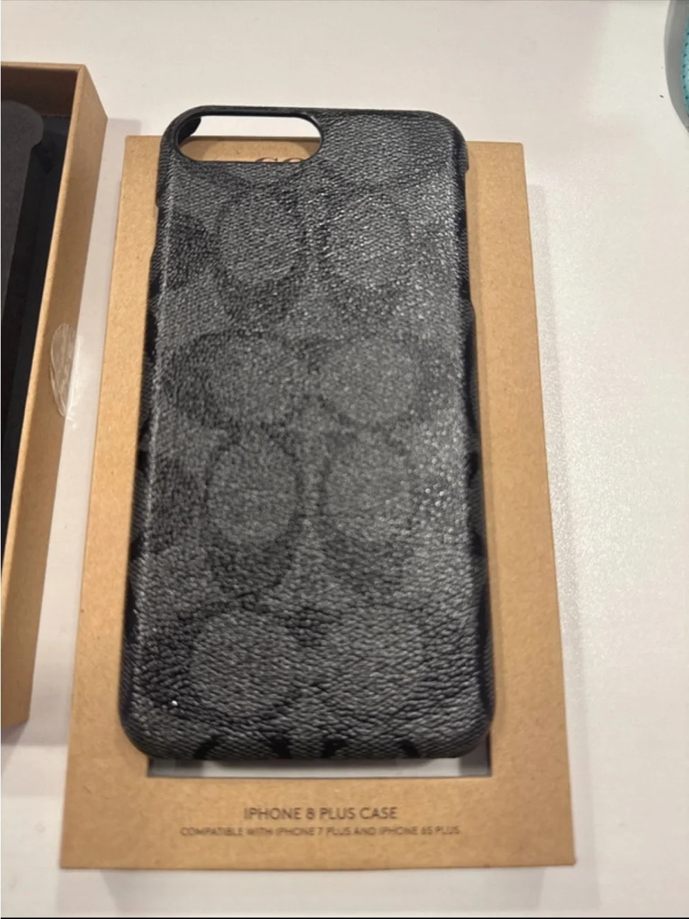 Coach Black Signature Pattern Leather iPhone Case fits 6s plus , 7 plus , 8 plus